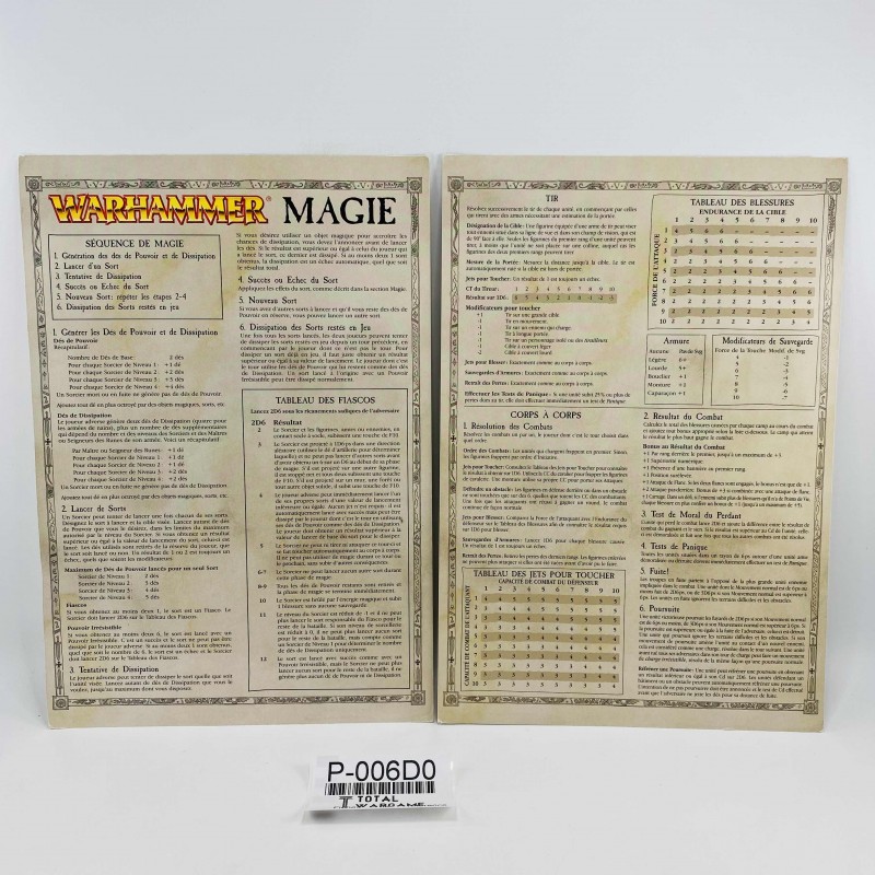 Fiches de référence Warhammer Fantasy Battle FR