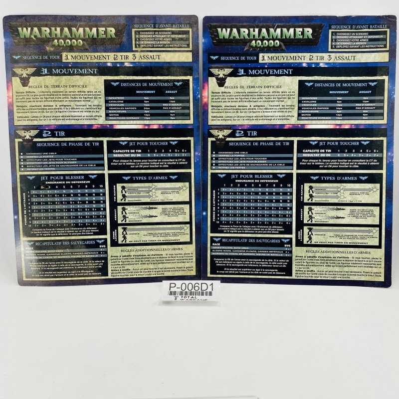 Fiches de référence Warhammer 40K FR