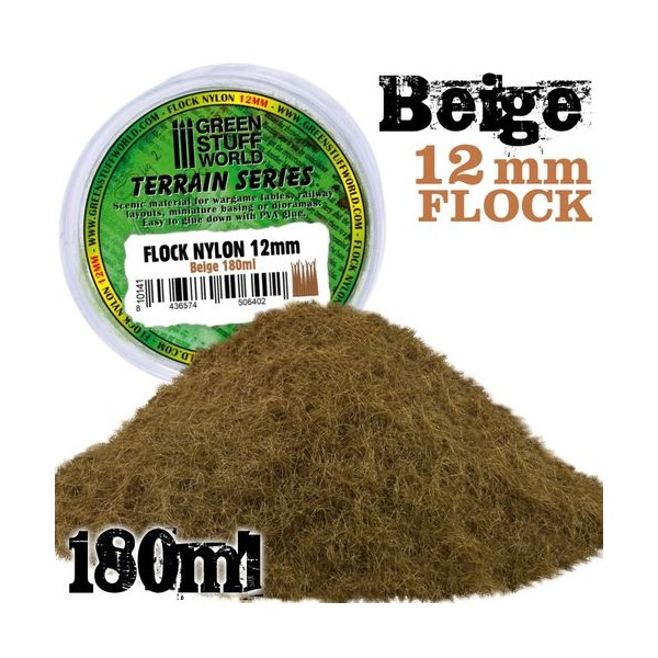 Static Grass Flock 12mm - Beige - 180 ml