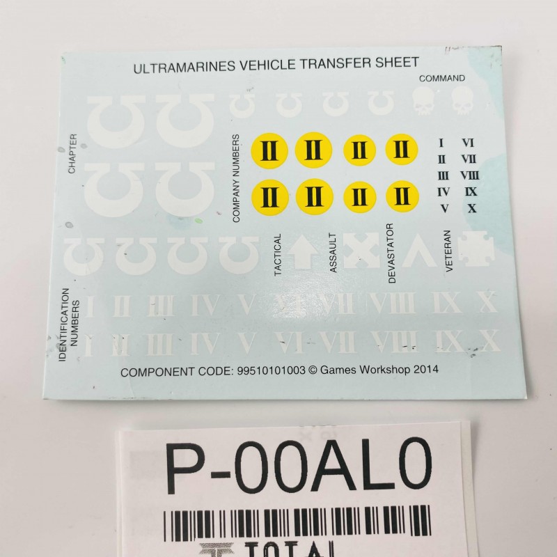 Ultramarines Vehicle Transfer Sheet