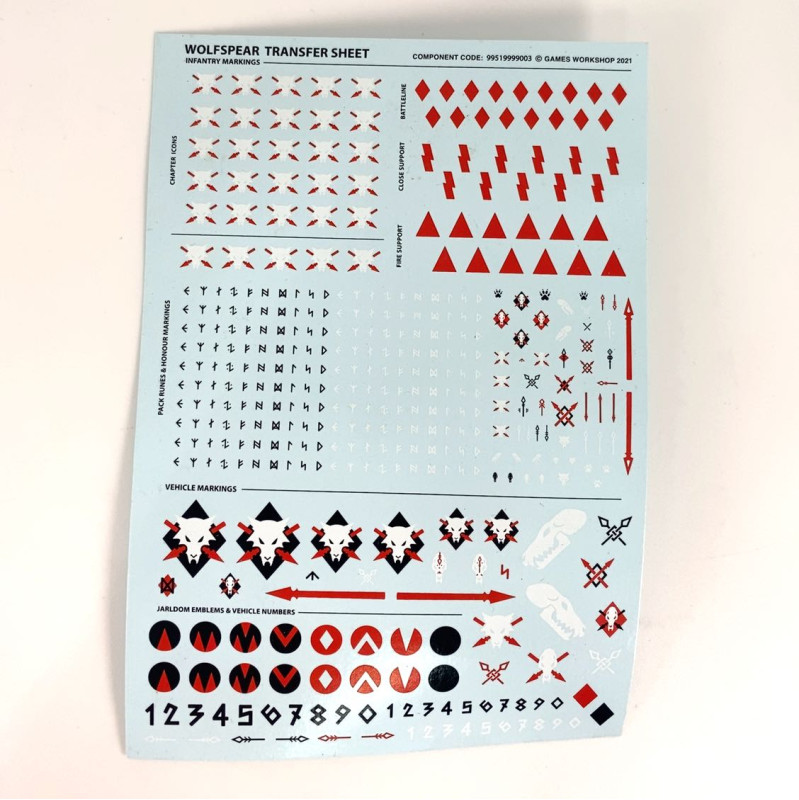 Feuille de transfert space wolves