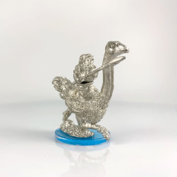 Horse rider with lance on ostrich