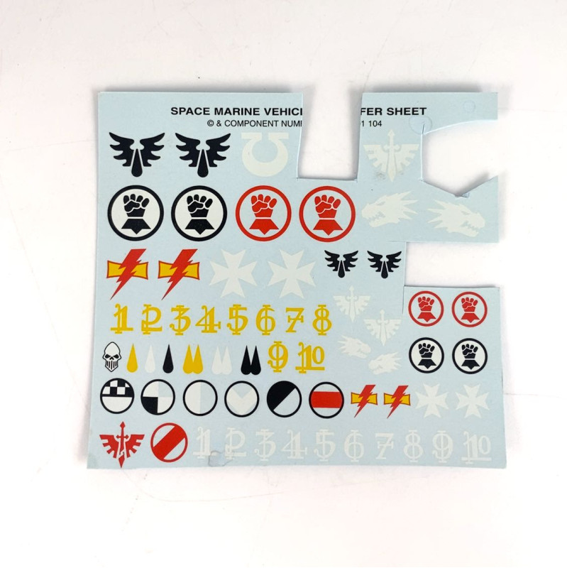 Space Marine Vehicle Transfer Sheet incomplet