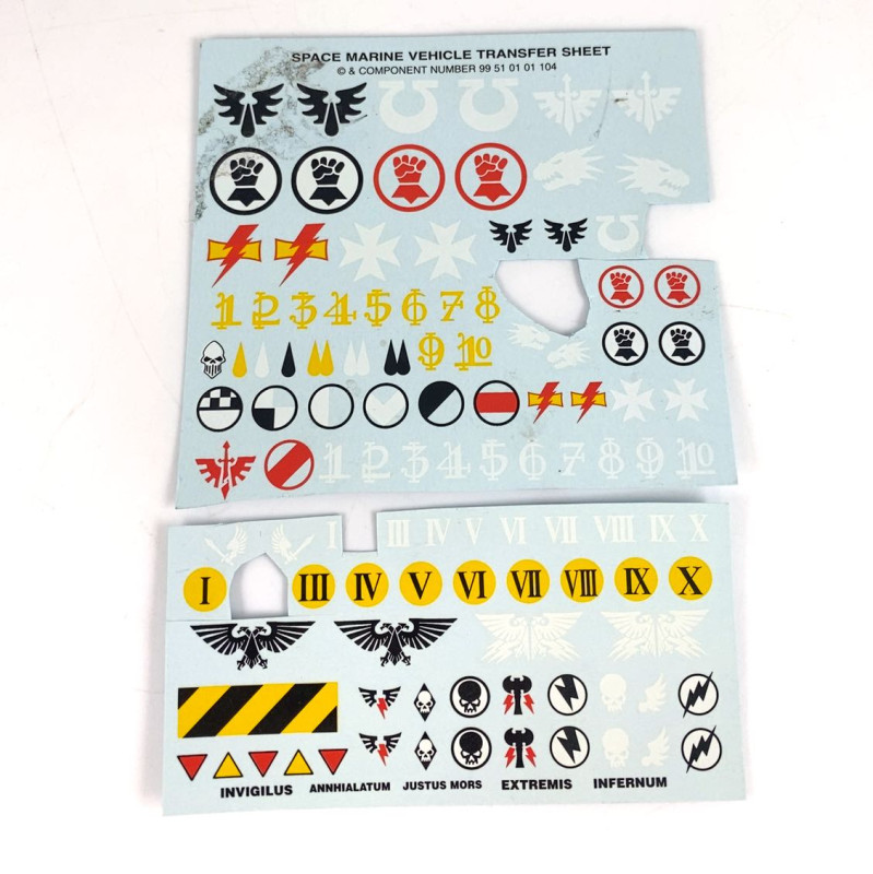 Space Marine Vehicle Transfer Sheet incomplet