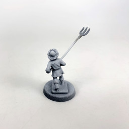 A farmer armed with a pitchfork