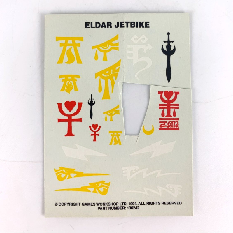 Eldar JetBike Transfer Sheet incomplet