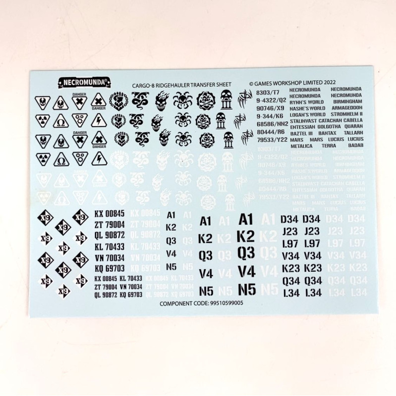 Cargo-8 Ridgehauler Transfer Sheet